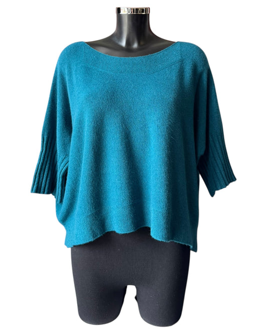 Morgan half sleeve boxy jumper - Teal