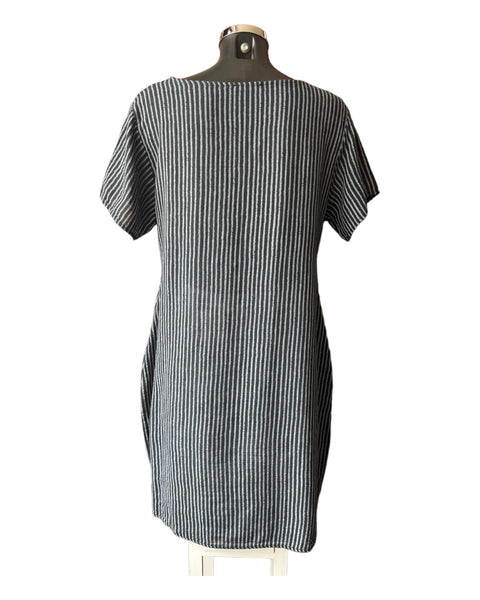 Farah striped range short dress - Black