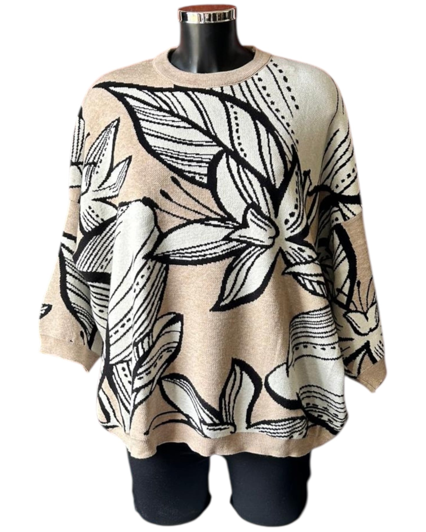 Priya jacquard leaf and flower jumper
