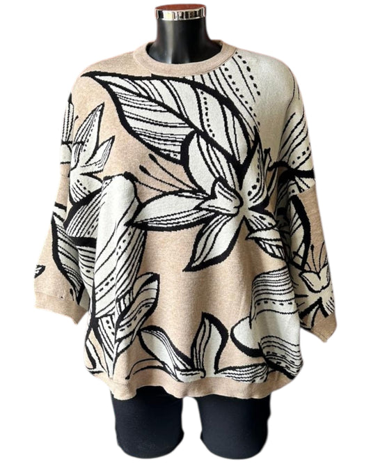 Priya jacquard leaf and flower jumper