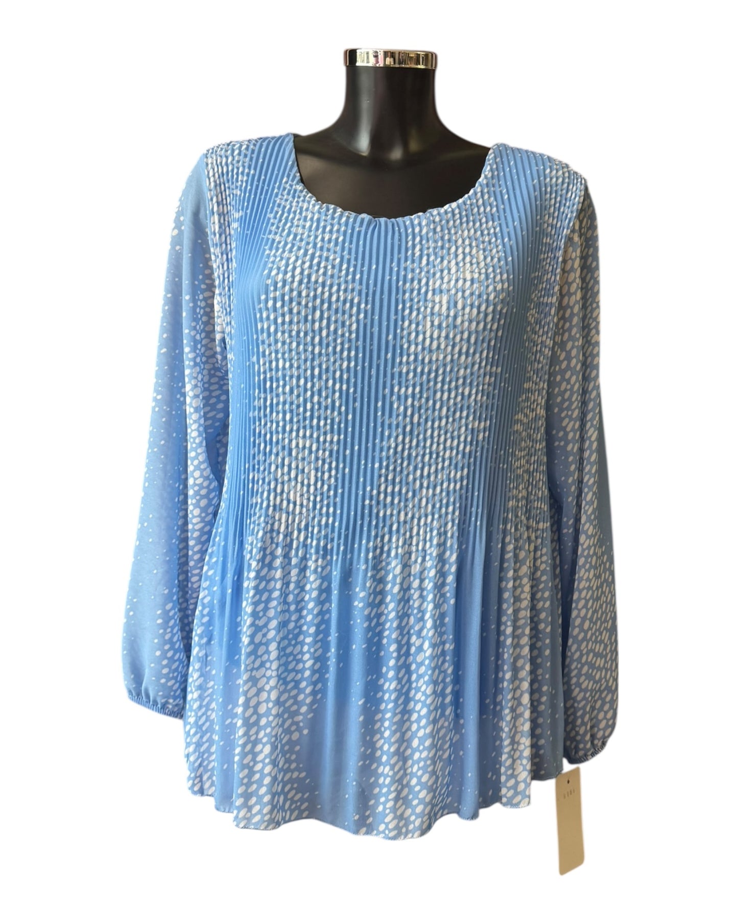 Heidi chiffon pleated spot top - Blue