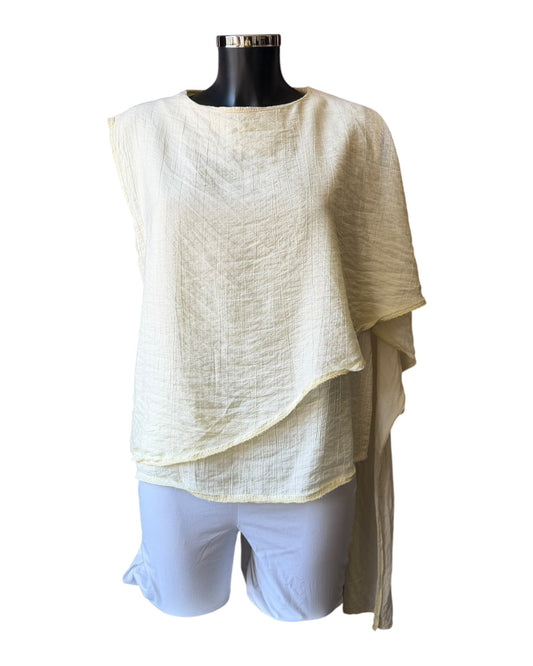 Grace quirky drape side vest top - Lemon