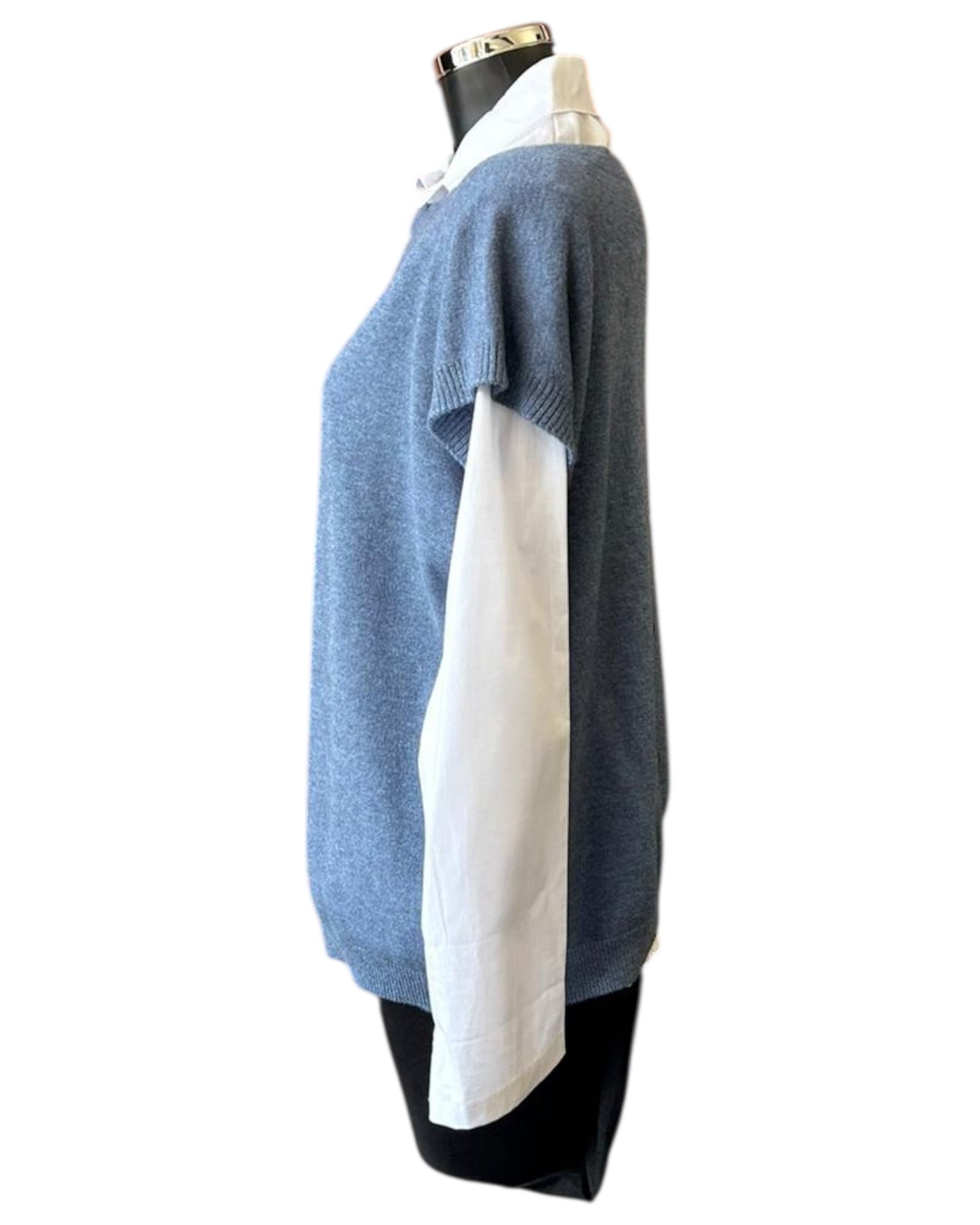 Yasmin 2 piece button back jumper & shirt - Denim