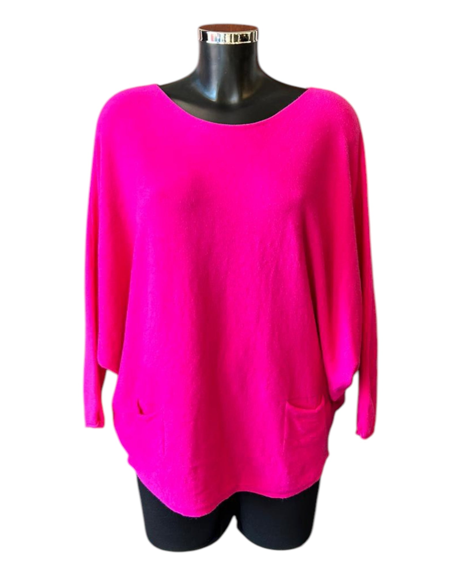 Valerie 2 pocket batwing jumper - Cerise