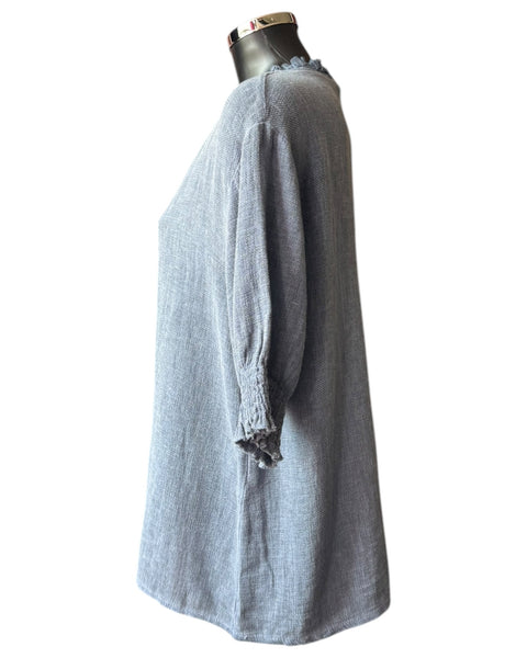 Casey range v neck shirred sleeve top - Navy