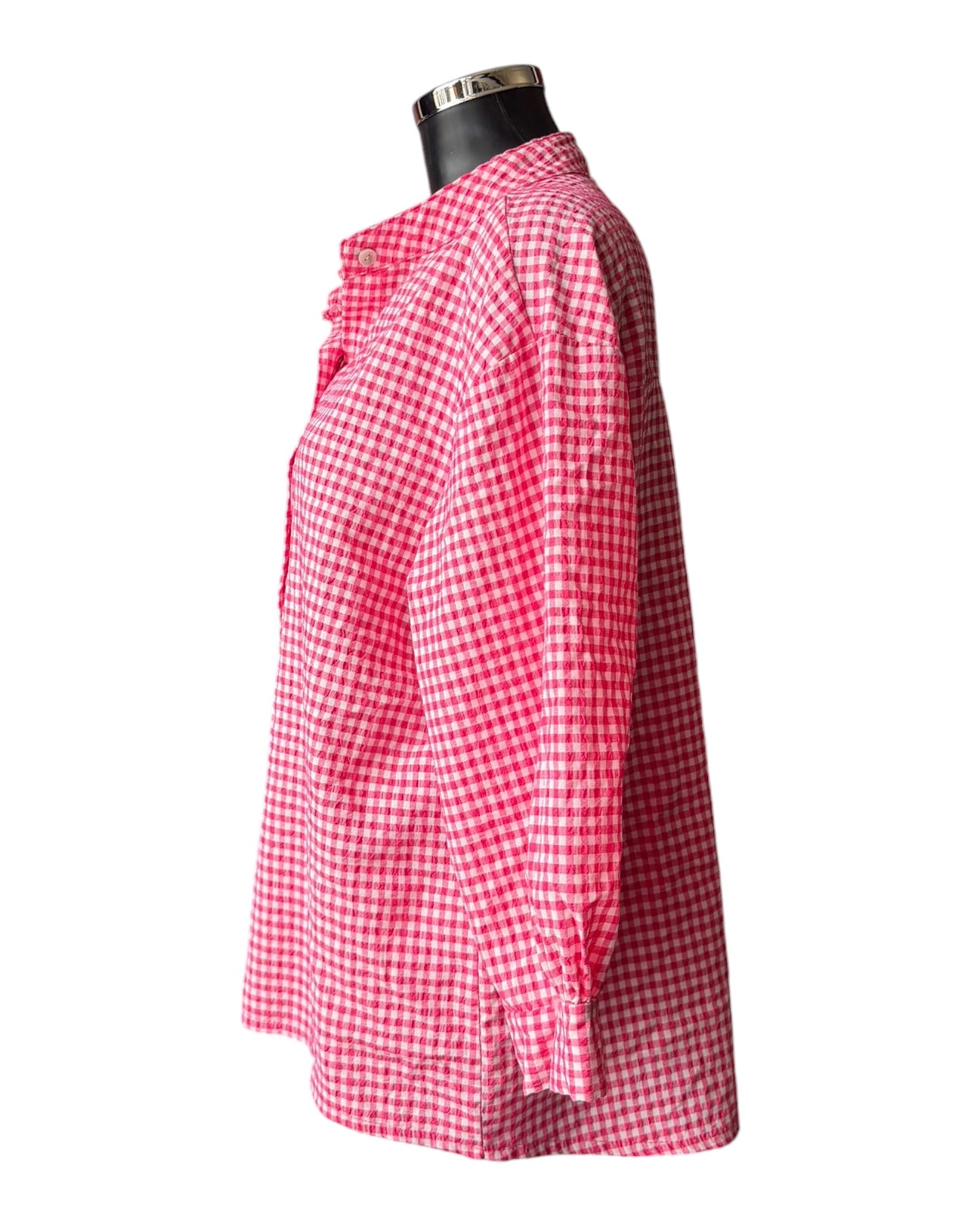 Gia gingham check oversized shirt  - Raspberry