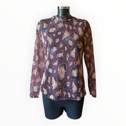 Mandy mesh top - animal plum