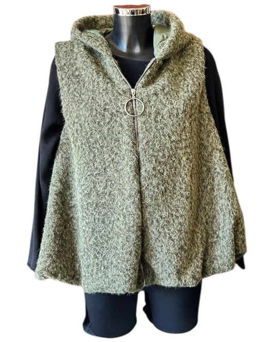 Caitlin puffball waistcoat/gilet - Khaki