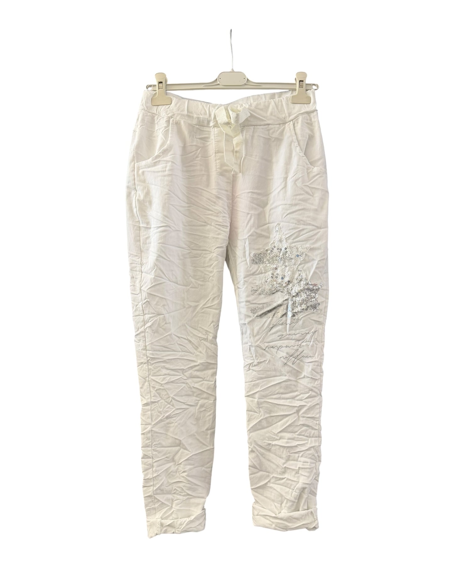Shona crinkle star magic trousers - White