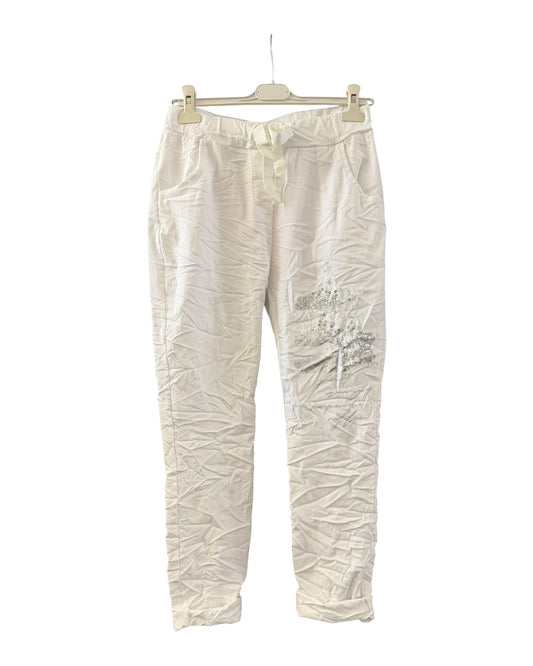 Shona crinkle star magic trousers - White