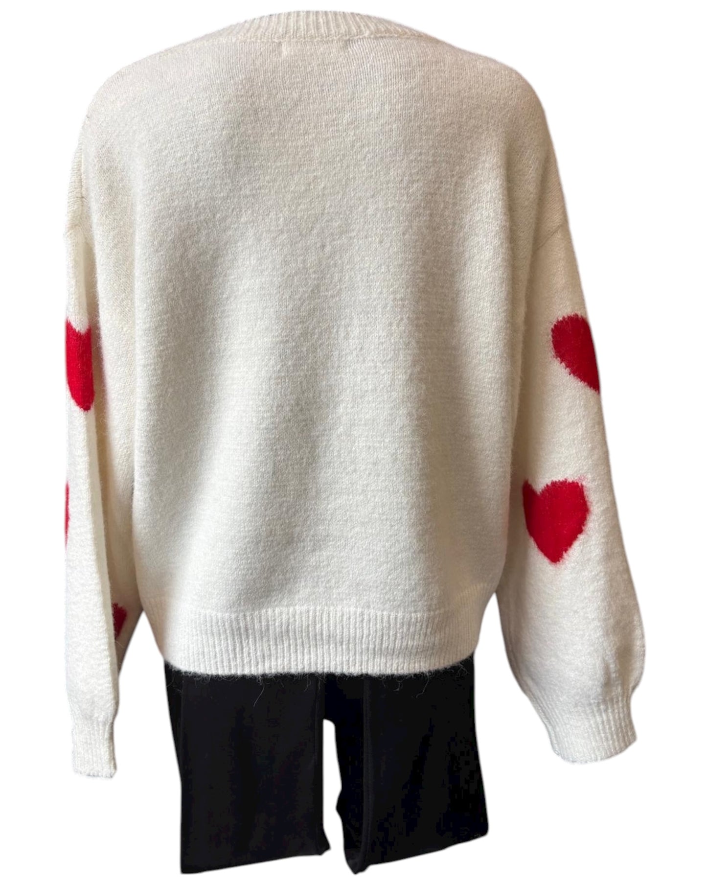 Darcy range red heart pattern jumper