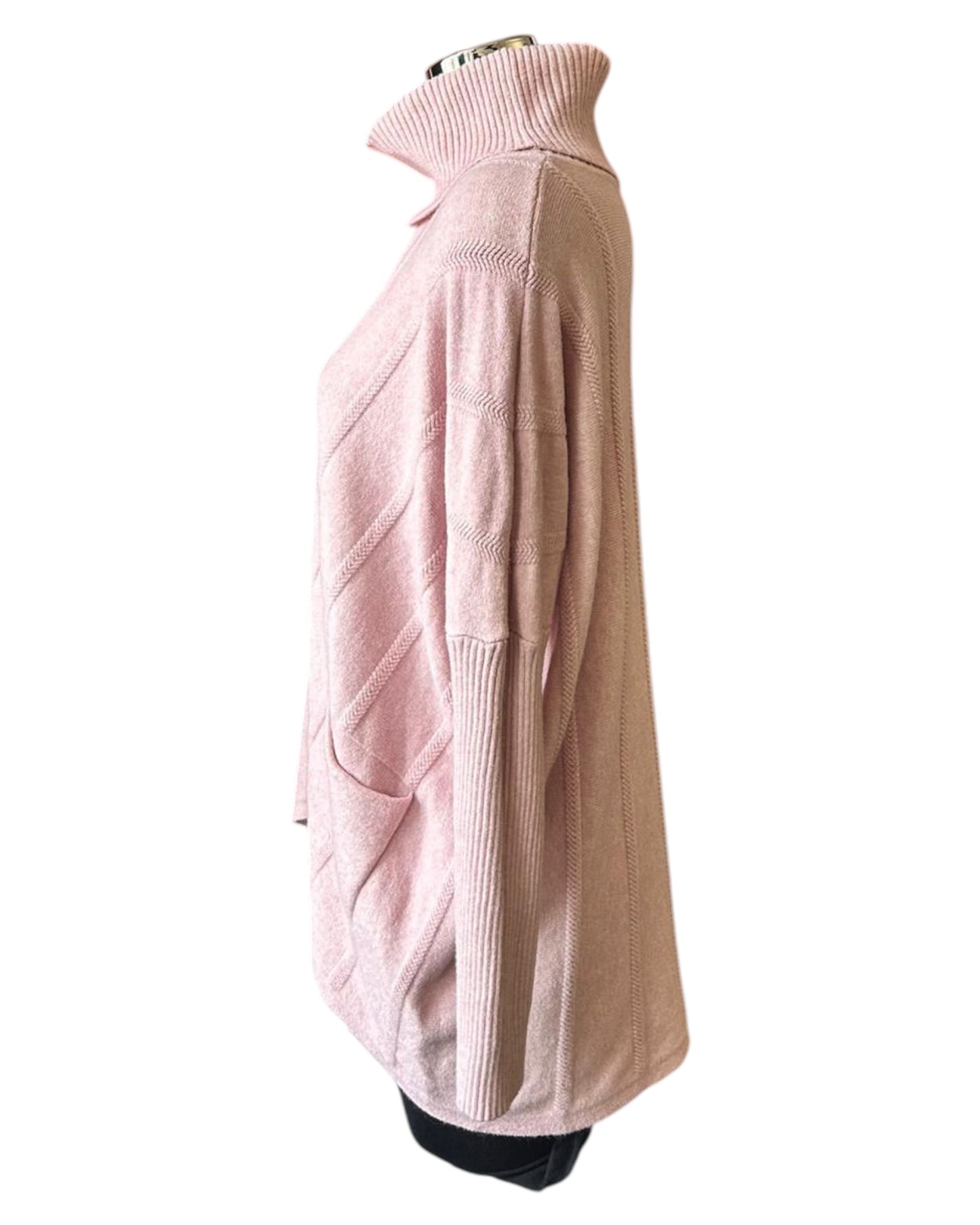 Kate chevron knit cowl neck - Pink