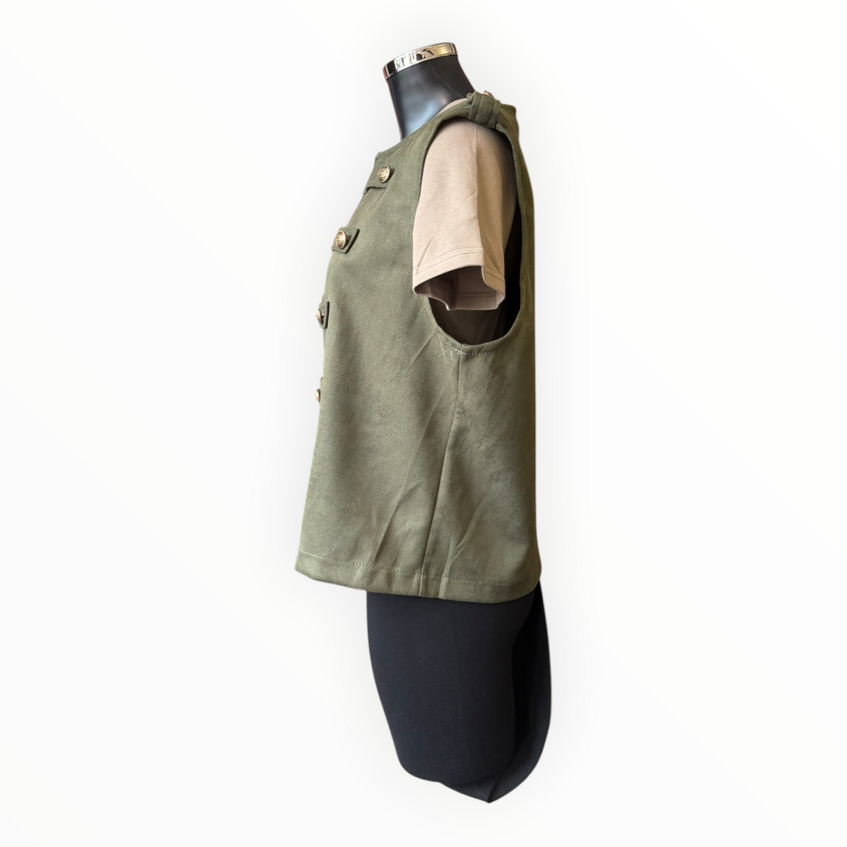 Moira suede feel military waistcoat - Khaki