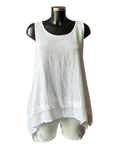 Casey range long sleeveless top - White