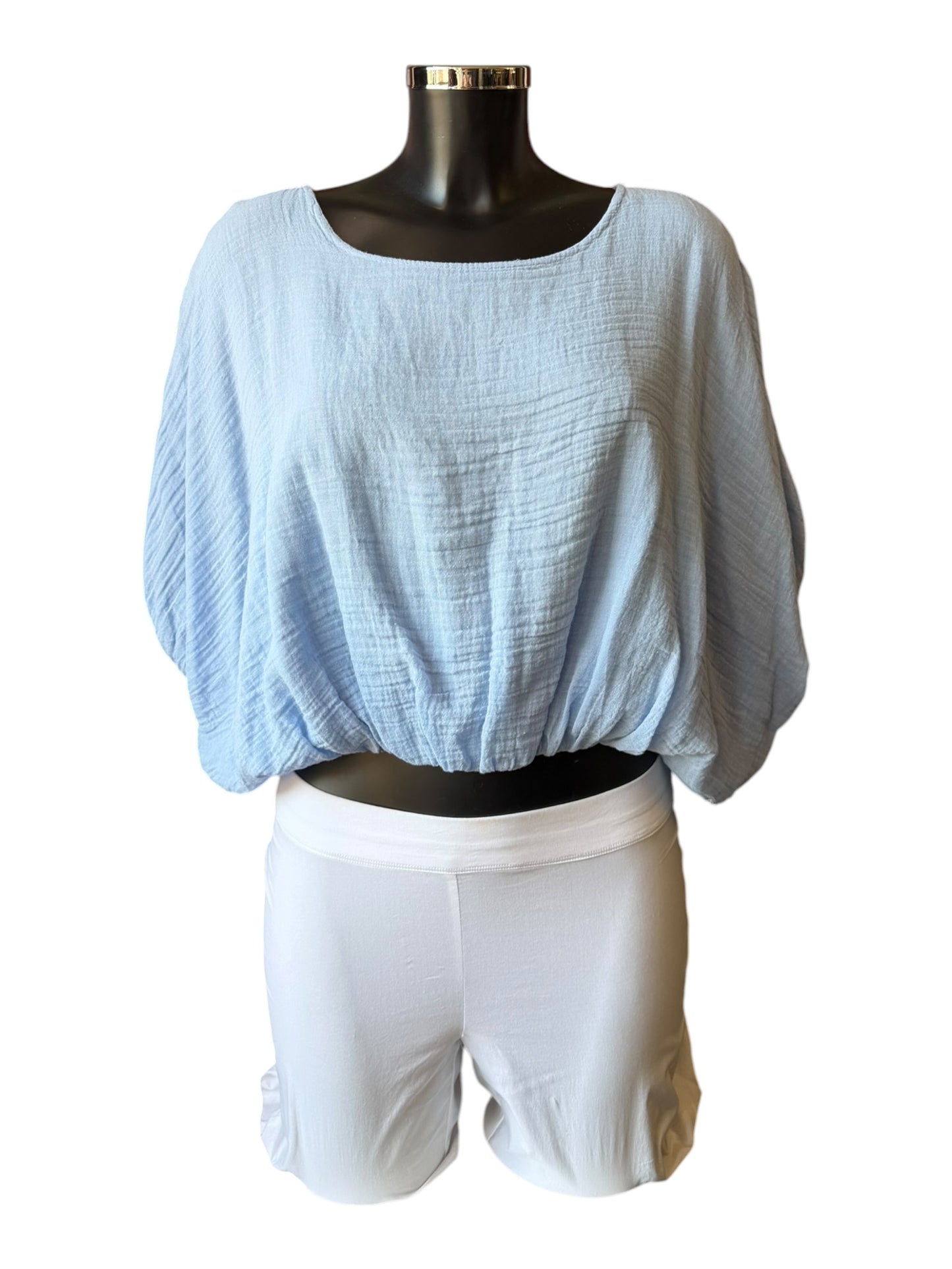 Darcy Garza cotton bubble hem top - Blue