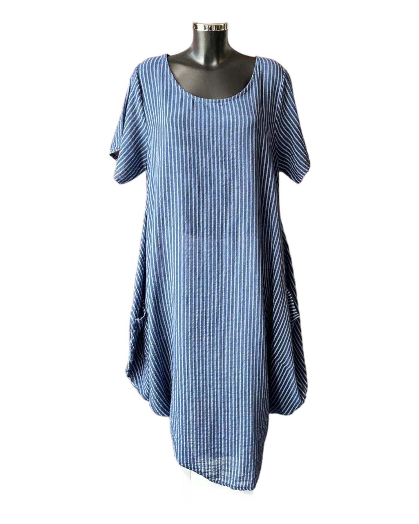 Bonnie striped long cotton dress - Navy