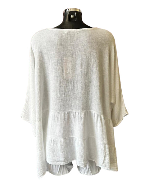 Casey range layered hem top - White