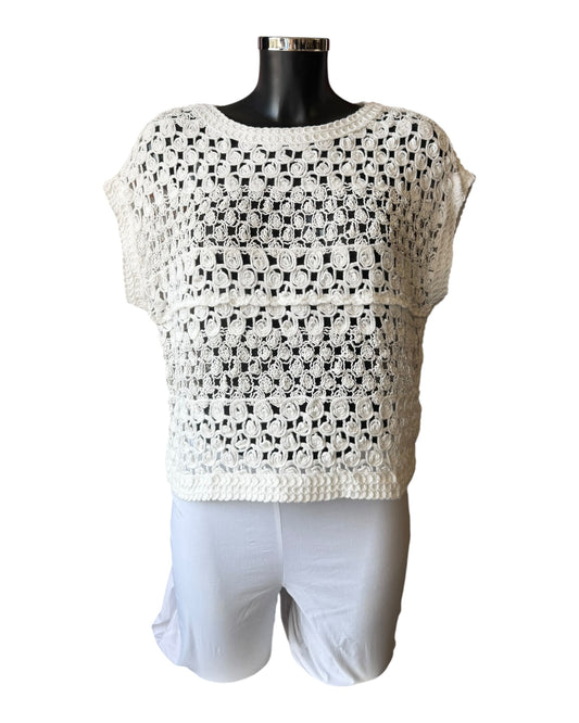 Simone tabard crochet jumper - Ivory