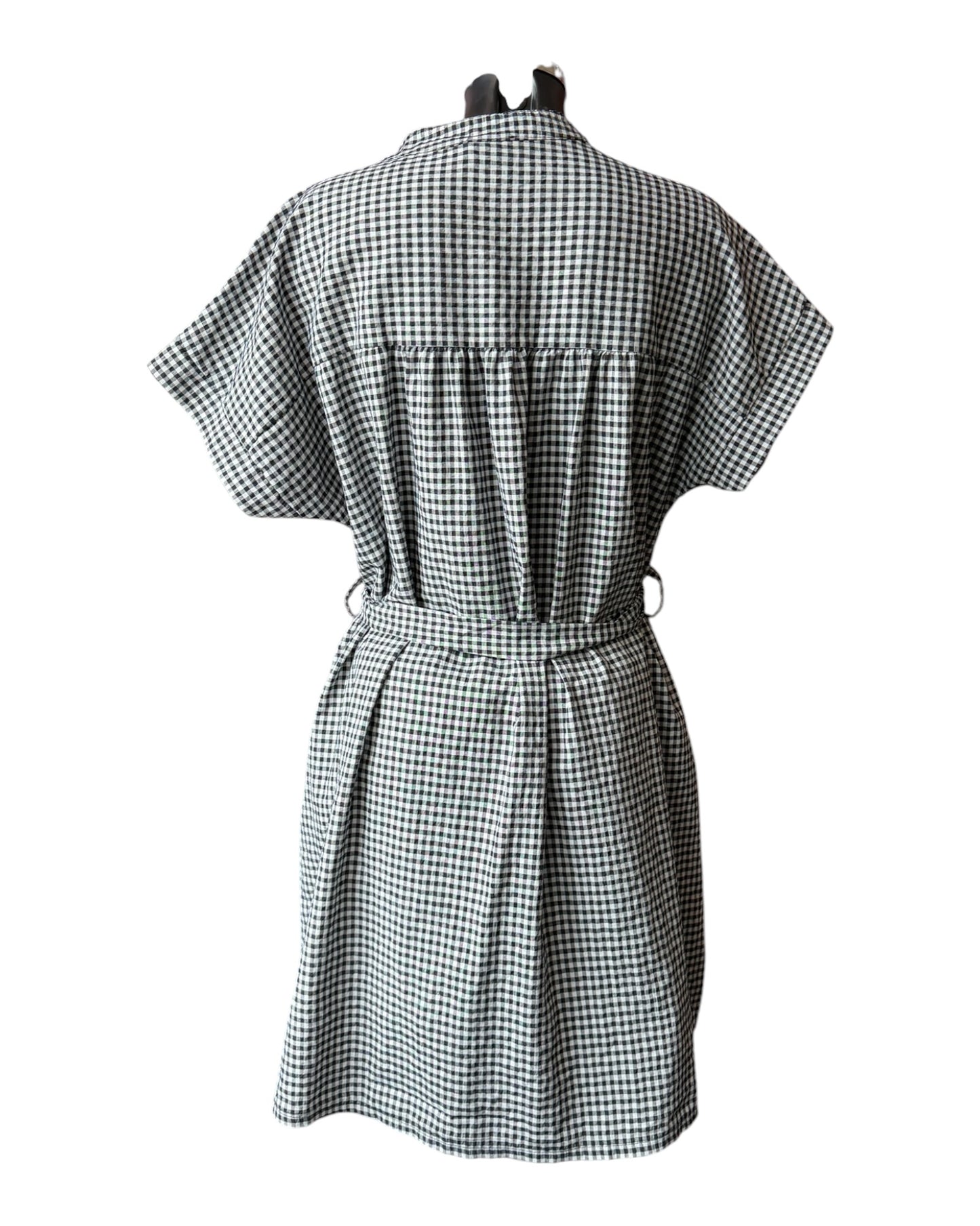 Gia gingham check short shirt dress - Black