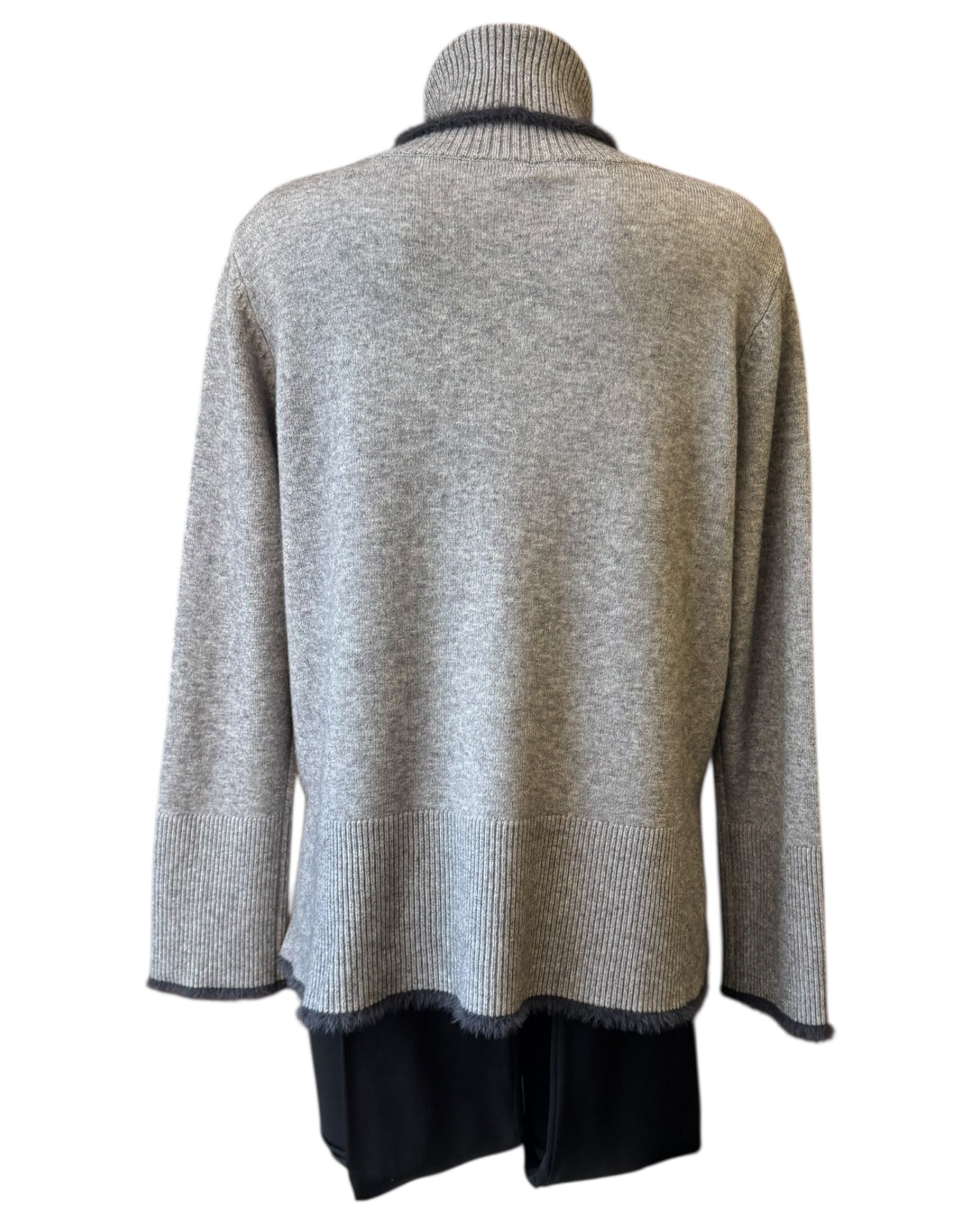 Hazel fur trim roll neck jumper - Grey