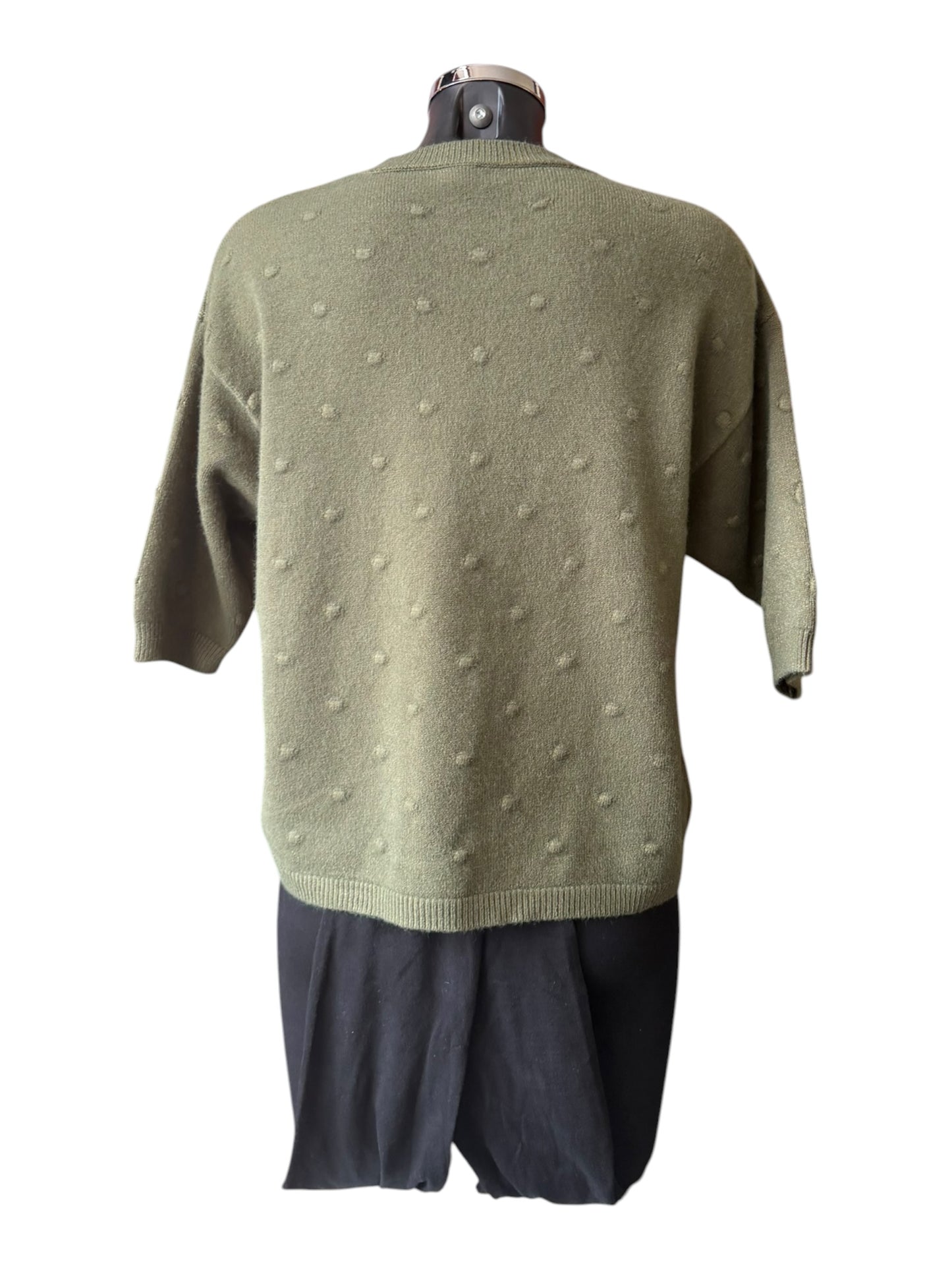 Sadie bobble knit short sleeve jumper - khaki