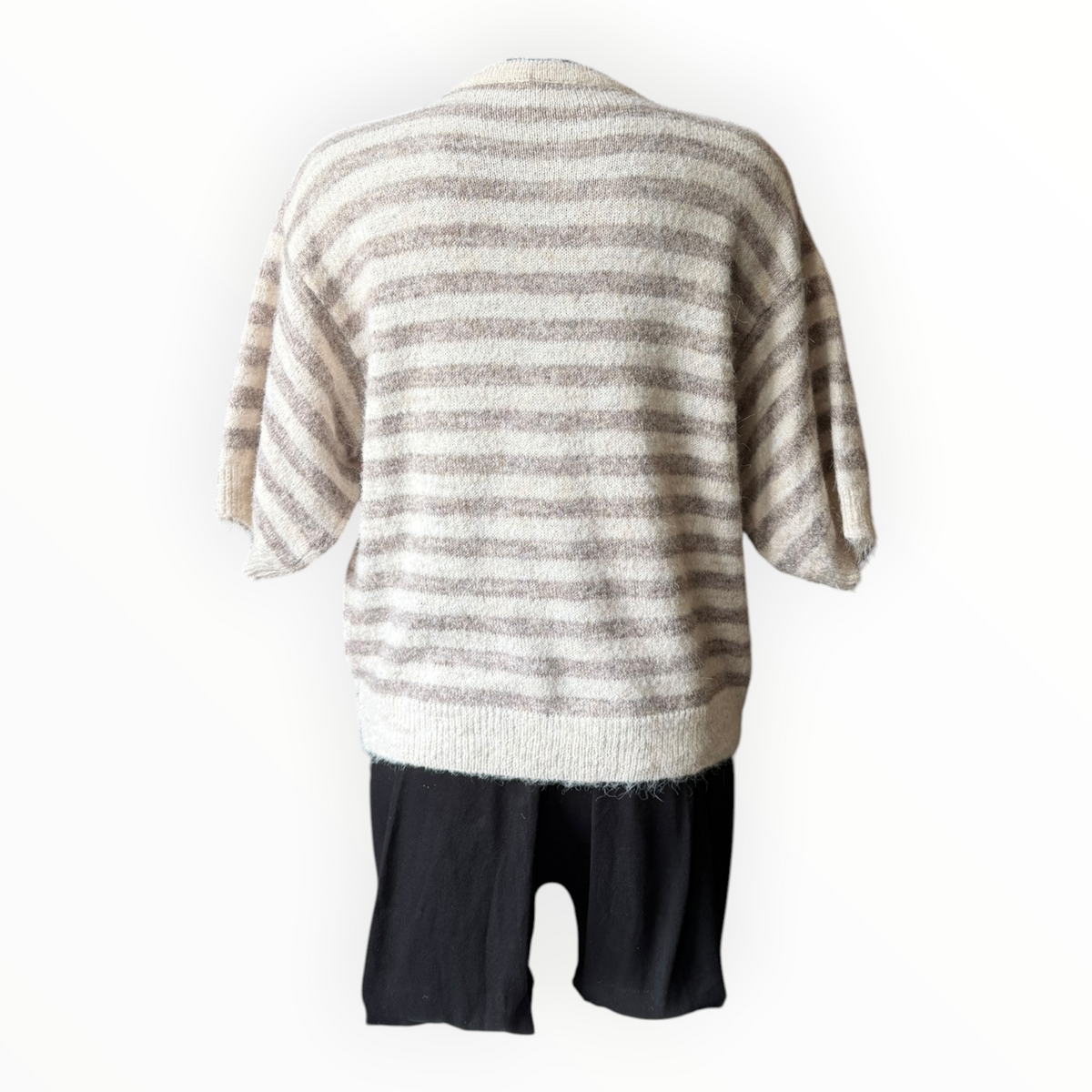 Lisa striped soft knit cardigan -Taupe/beige