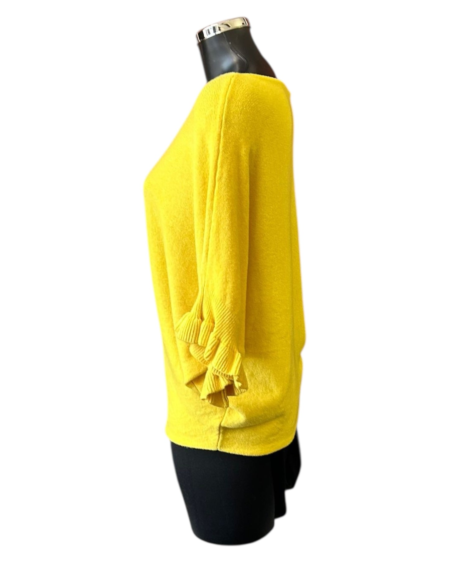 Aimee frill sleeve batwing jumper - Lemon