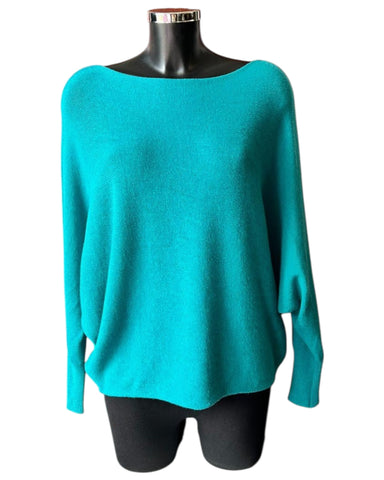 Cassie pearl back batwing jumper - Teal