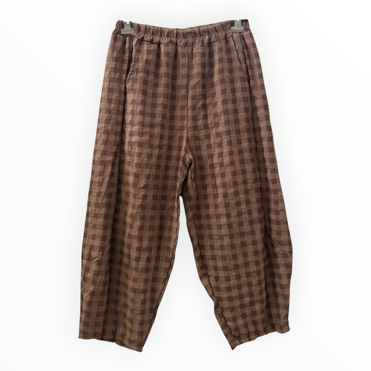 Eliza range checked Balloon trousers - Chocolate