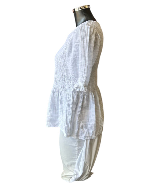 Stacey puff sleeve top - White