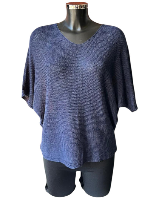 Tallulah fine knit button back jumper - Navy