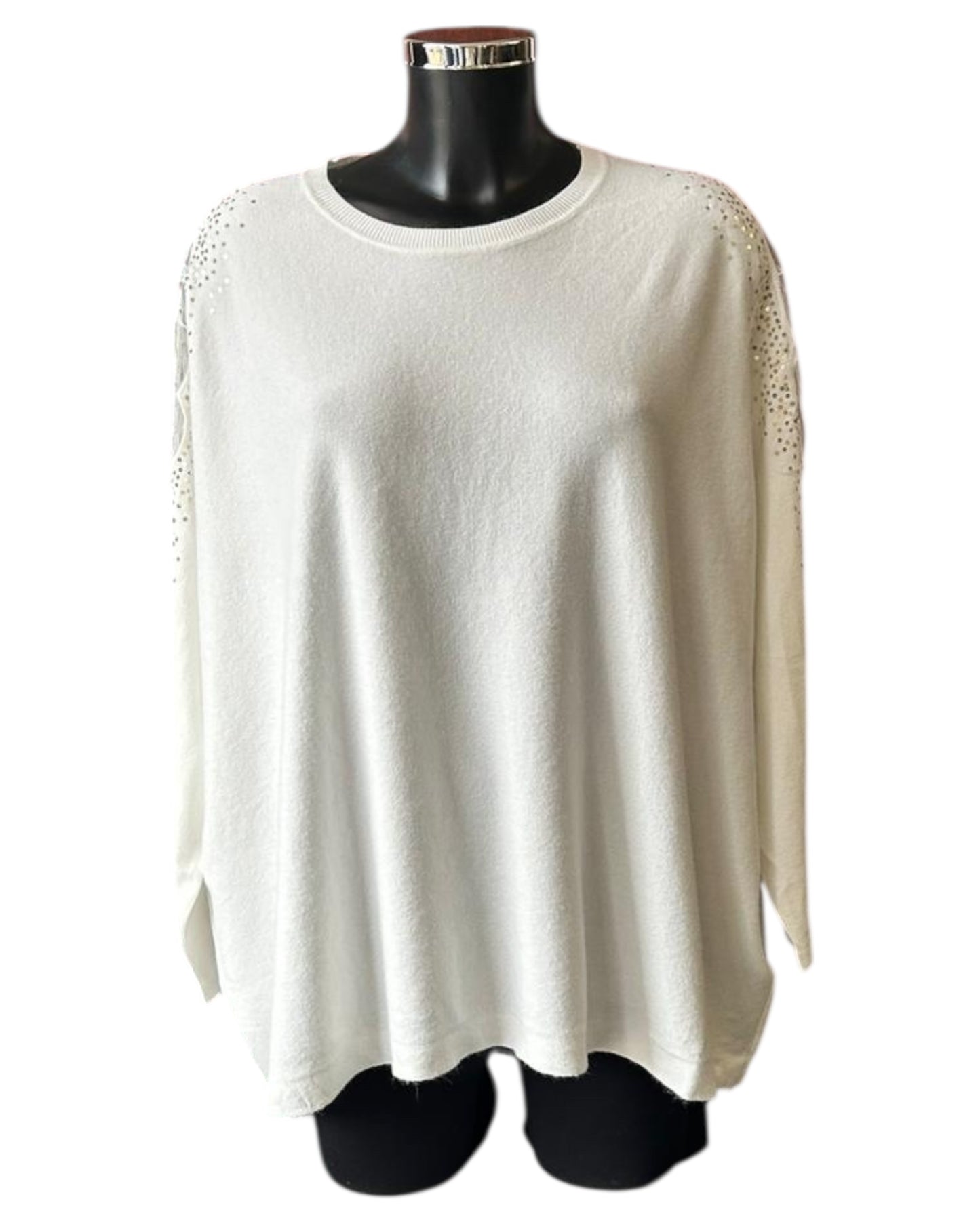 Gracie sequin & cutwork jumper - Winter white