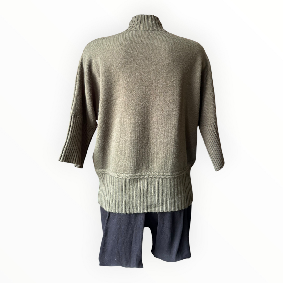 Abigail ribbed neck, hem & cuffs jumper - Khaki