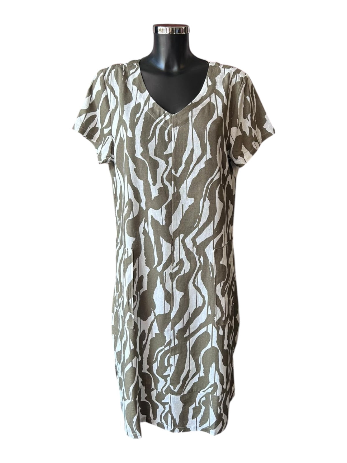 Betty basics elwood olive green print dress