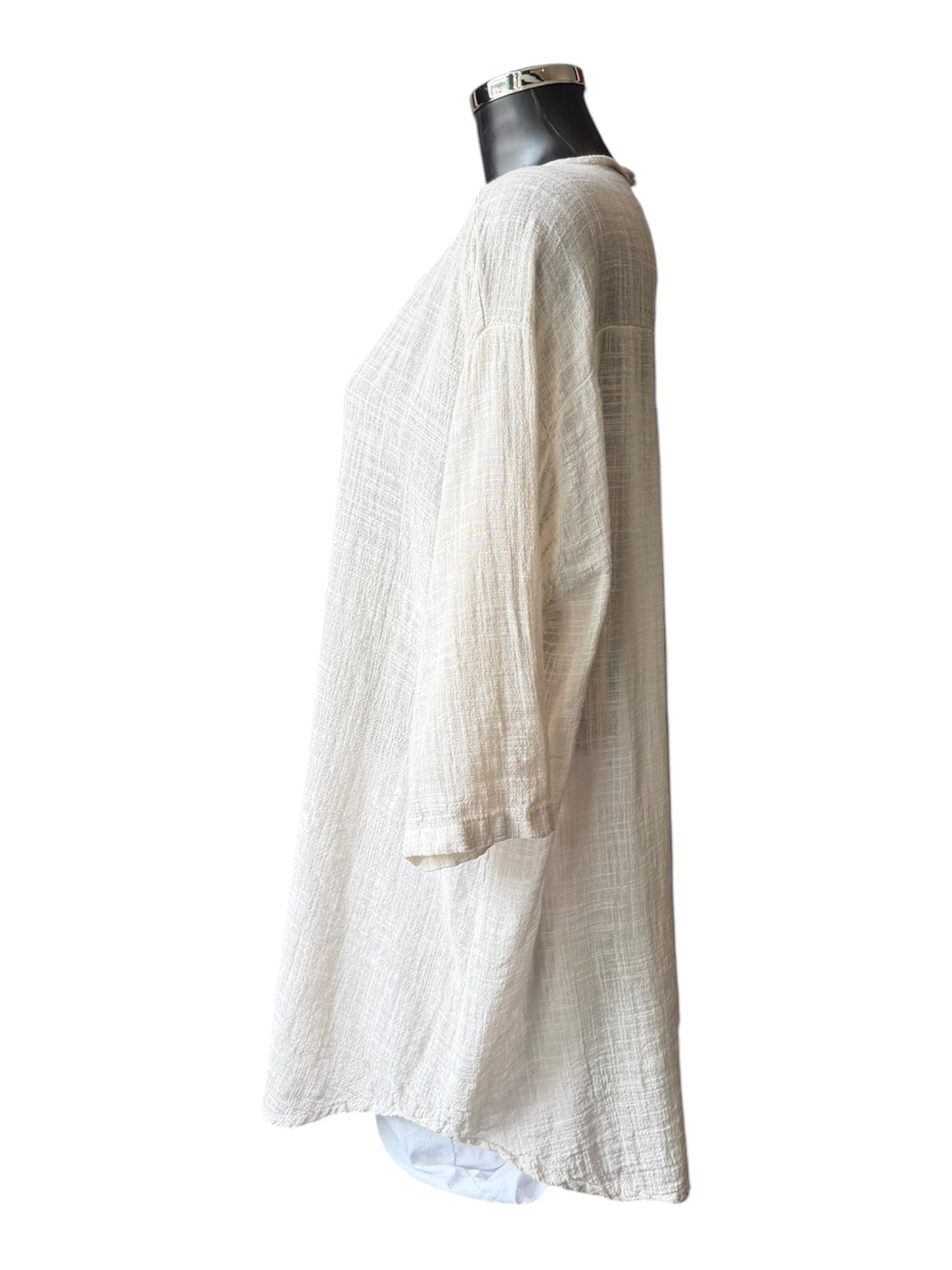 Ivy button detail tunic top - Beige