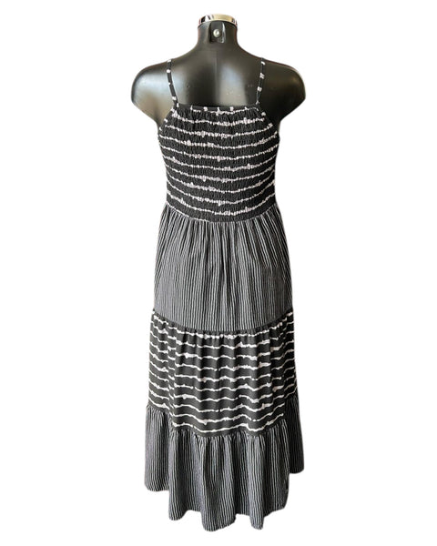 Fiona black striped strappy maxi dress