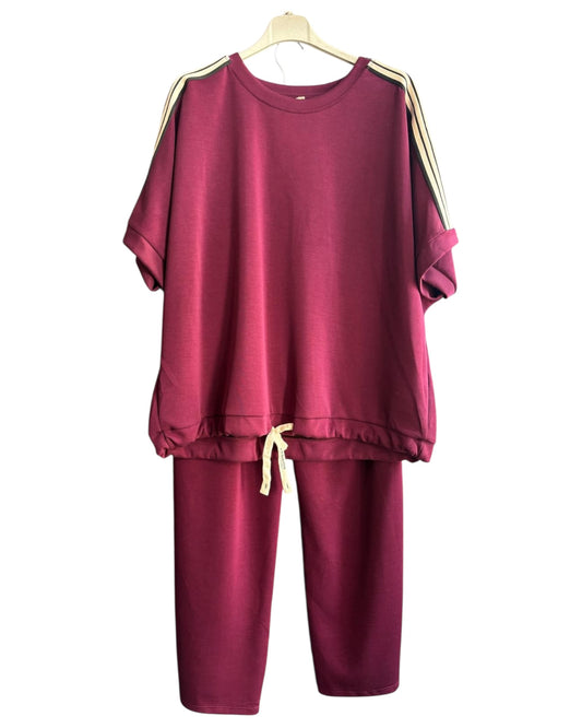 Darcy stripe side co-ord trouser suit - Bordeaux