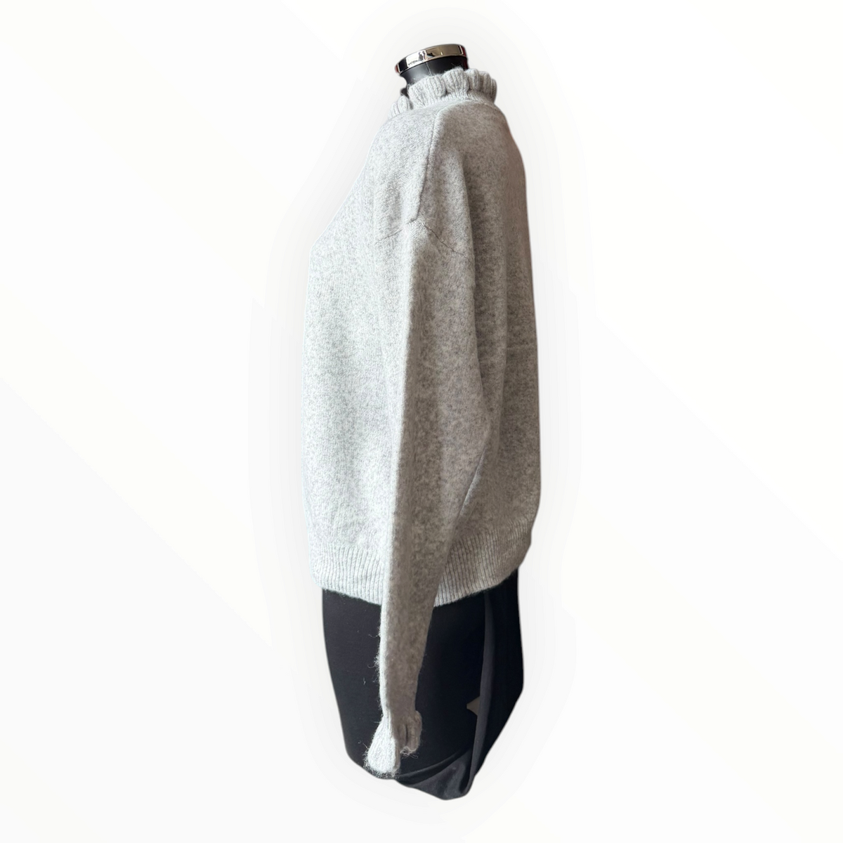 Zella frill neck & cuff jumper - Grey