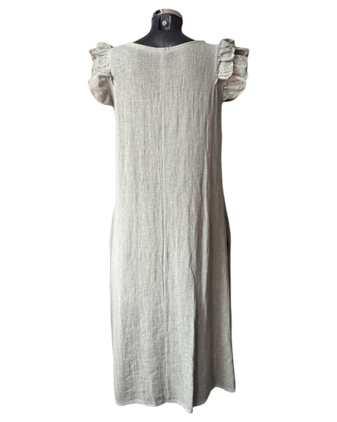 Casey range frill sleeve dress - Khaki
