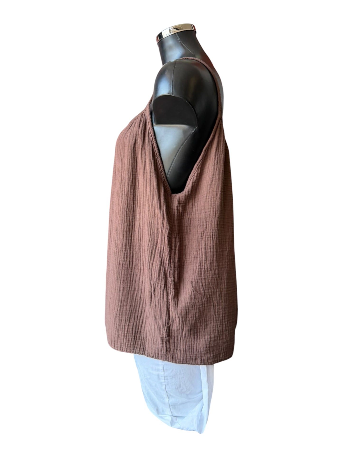 Beatrice strappy cheesecloth cotton top - chocolate