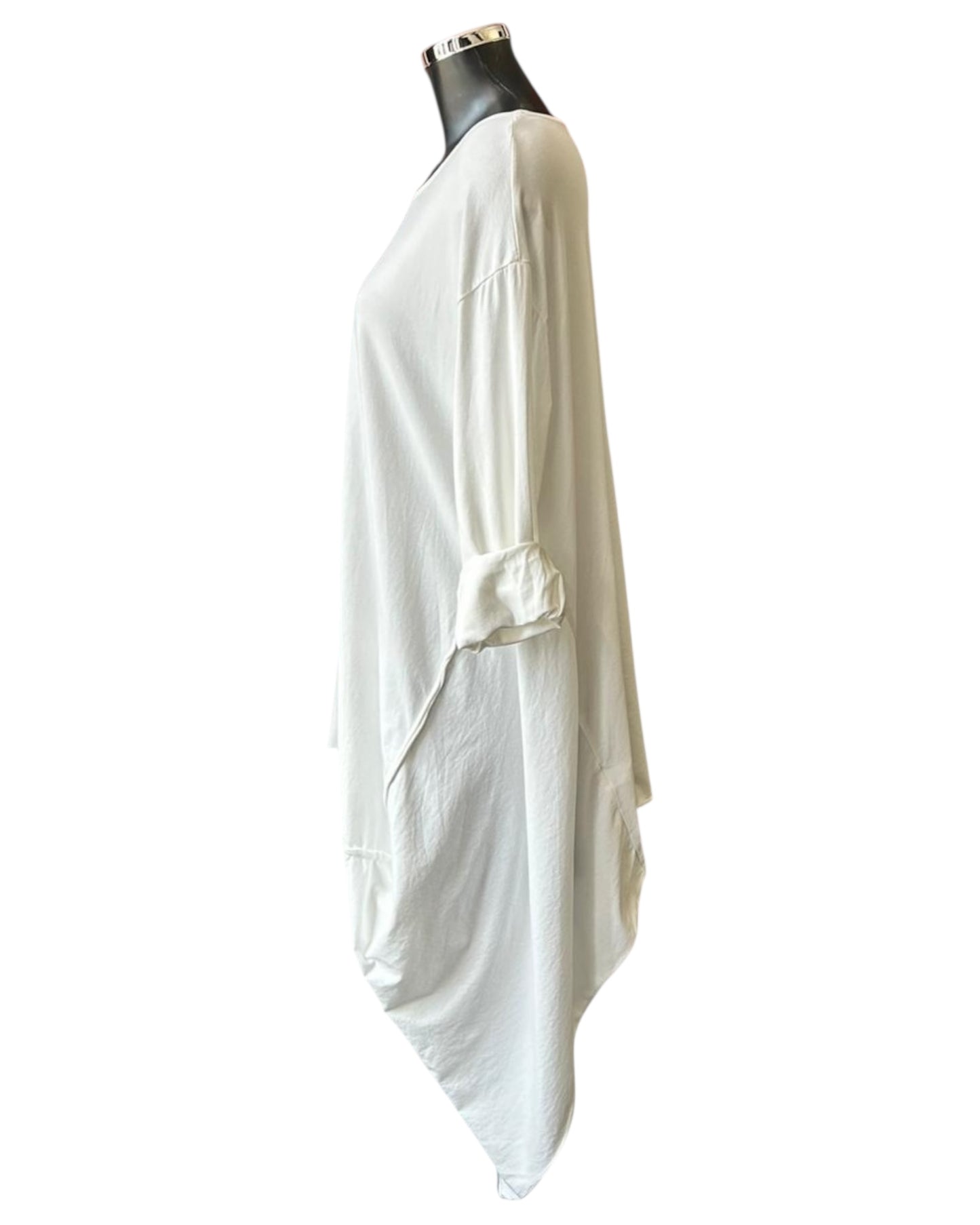Ronnie dip sides tunic top - White