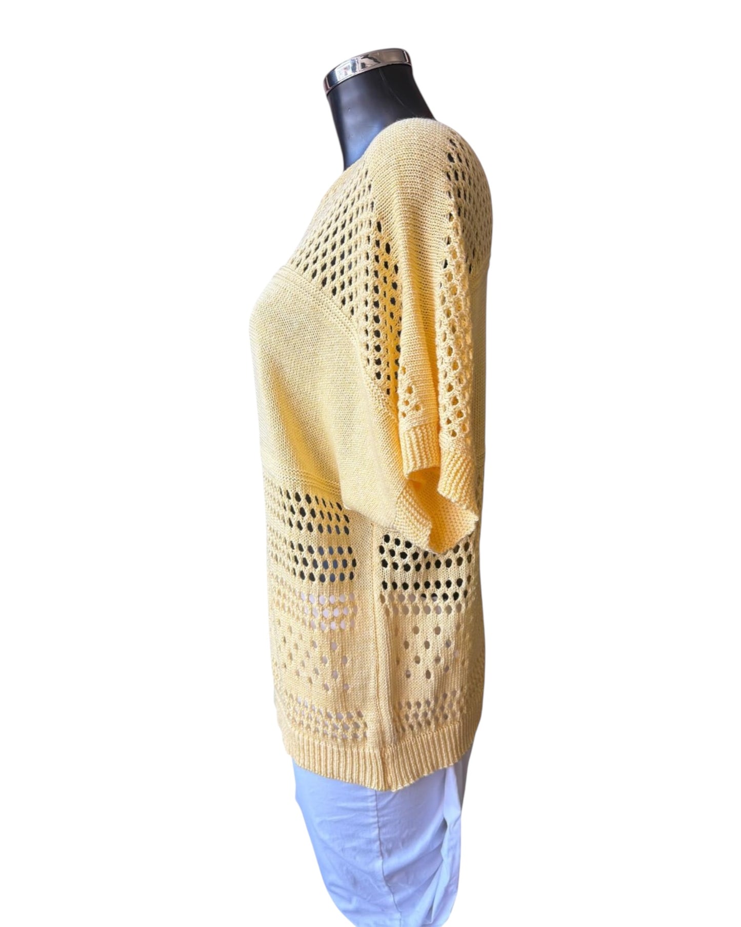 Shelby open knit panelled jumper - Lemon
