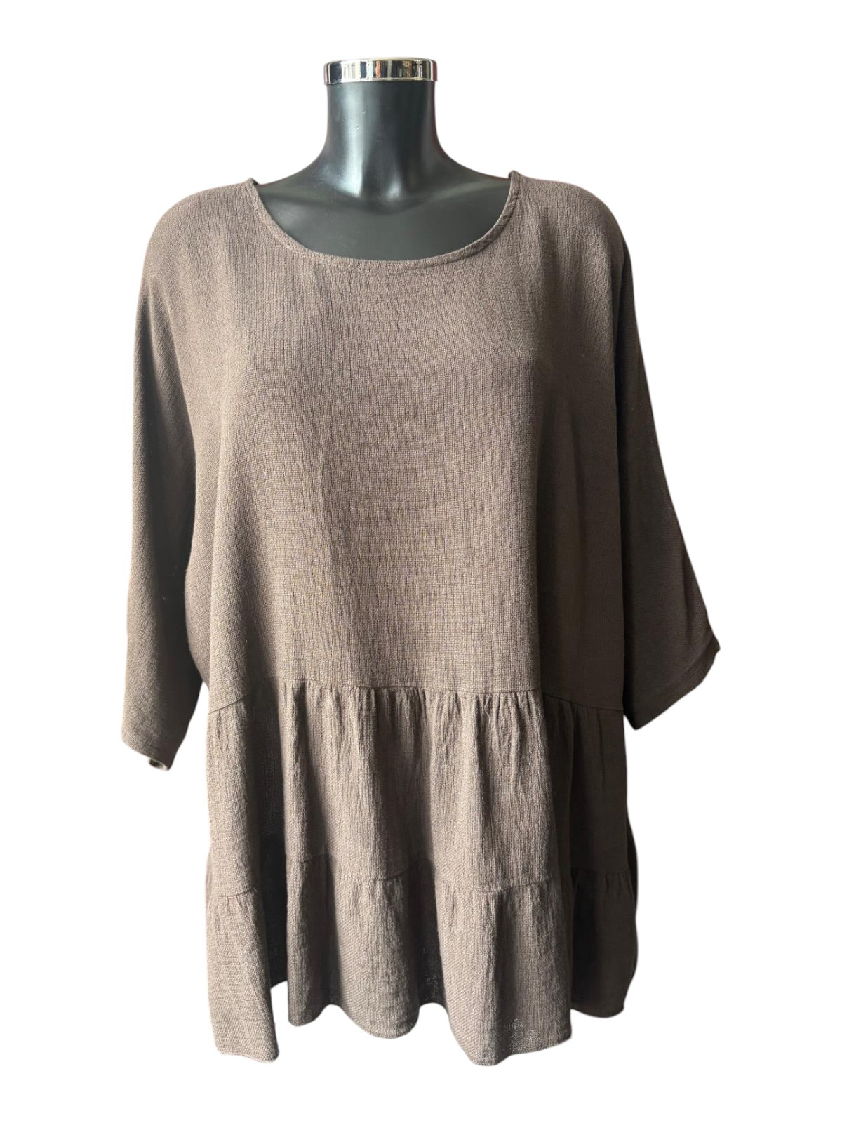 Casey range tiered tunic top - Chocolate