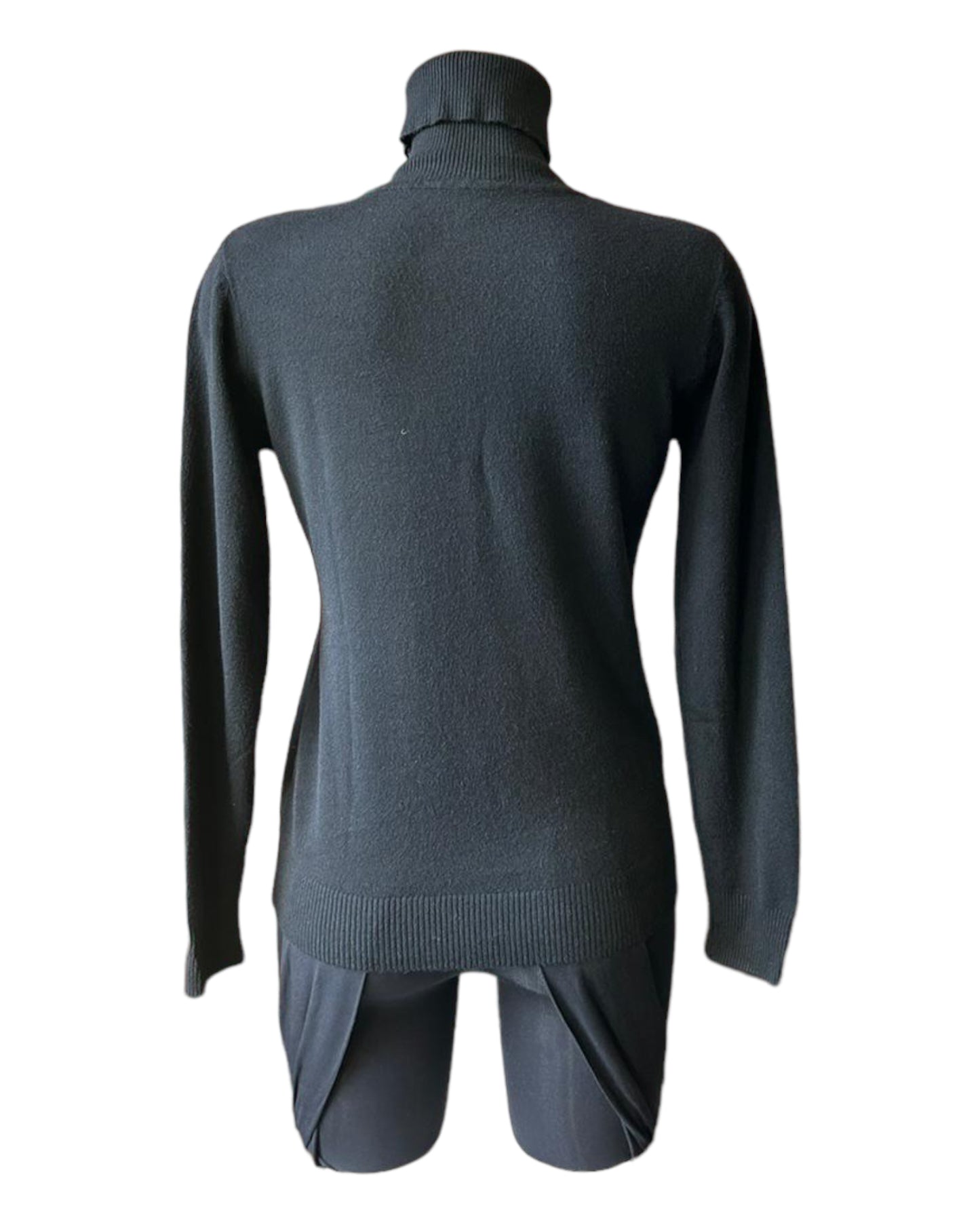 Zara fine knit polo neck - black