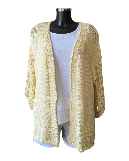 Patsy cardigan open sleeve edge to edge - Lemon