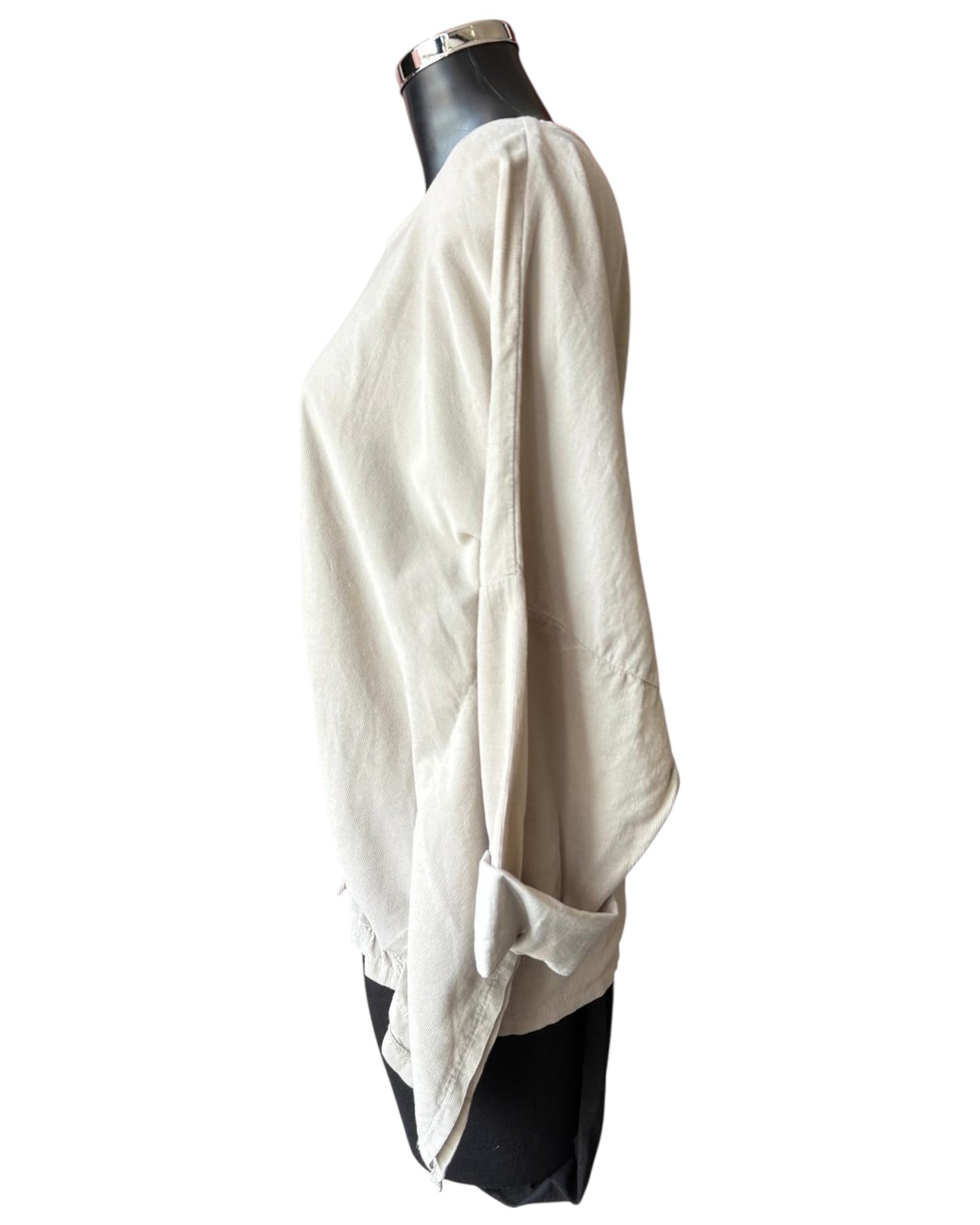 Gia needlecord quirky mock button top - Cream