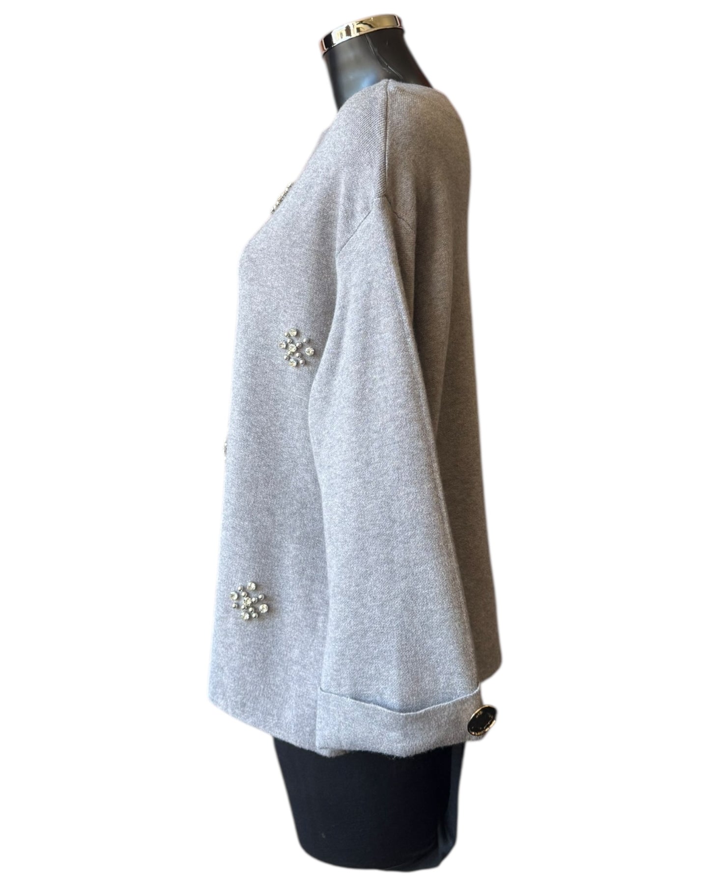 Erin embellished flower jumper - Grey