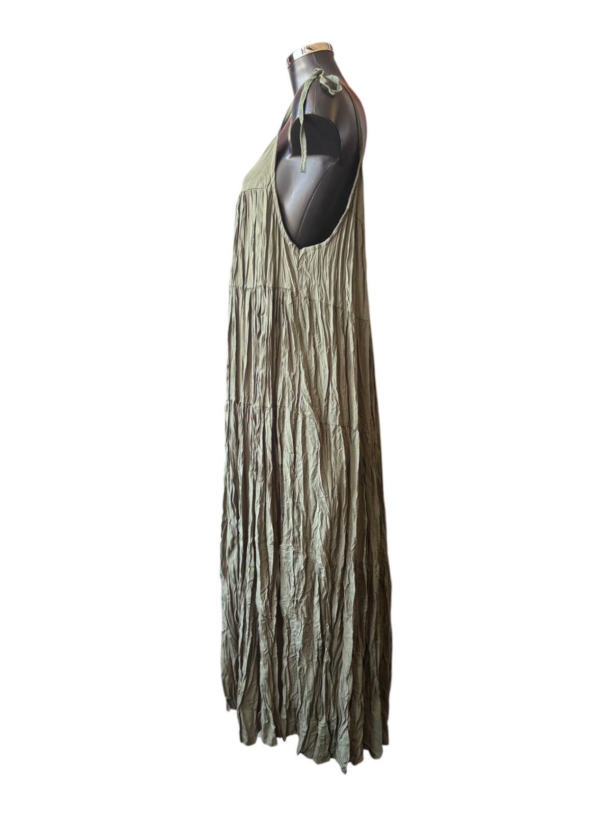 Sophie strappy tiered maxi dress - khaki