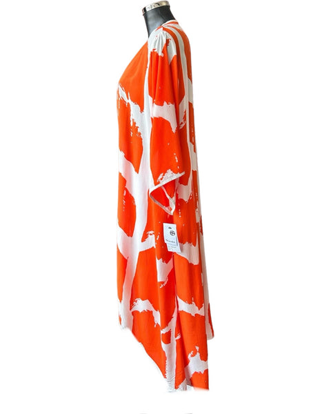 Tara Vao Karen long kimono - Orange/Ecru