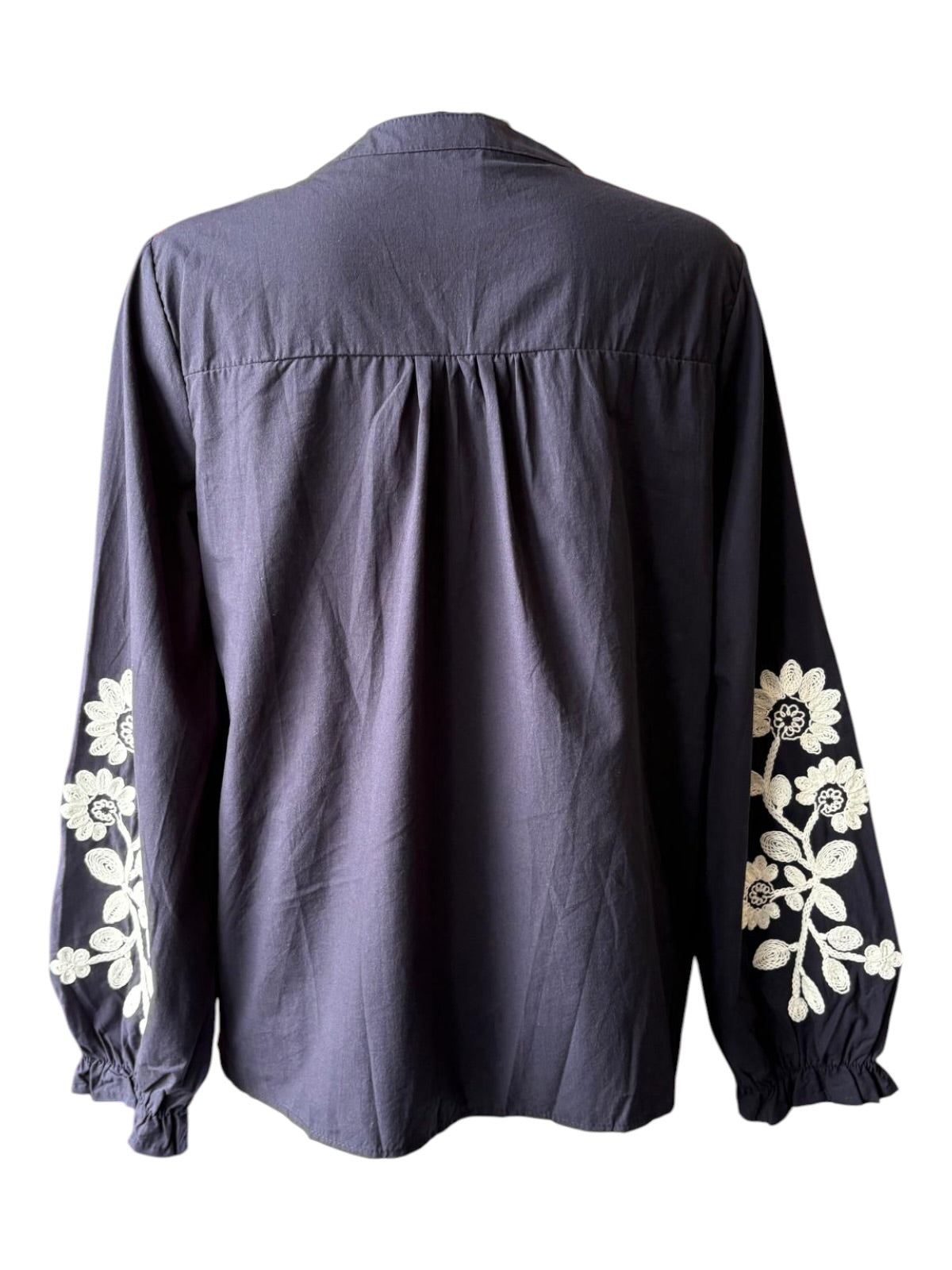 Harper cotton daisy embroidered blouse - Navy